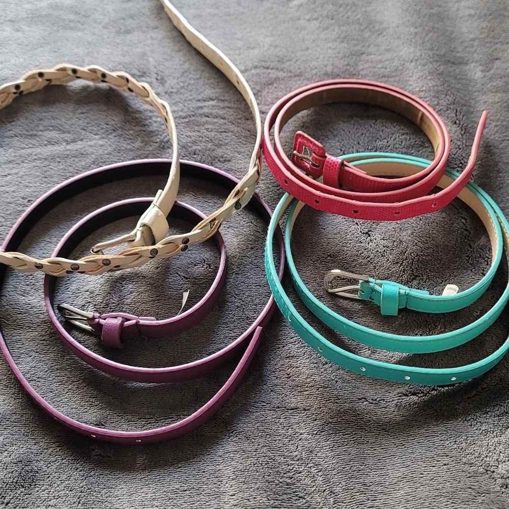 BUNDLE Women's Belts - Cream, Purple, Pink, and Teal